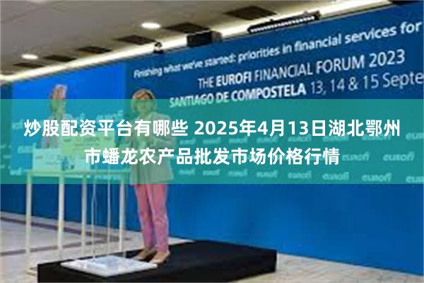 炒股配资平台有哪些 2025年4月13日湖北鄂州市蟠龙农产品批发市场价格行情